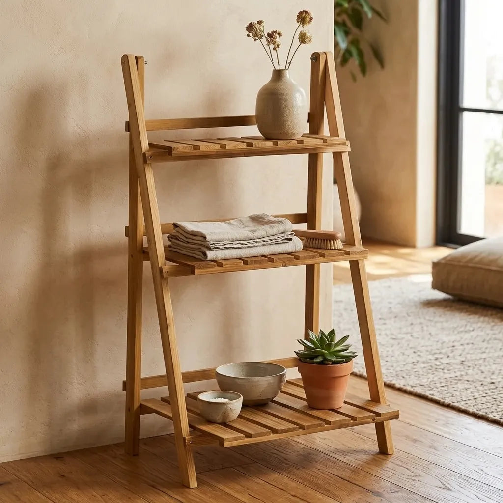 Étagère présentoir pliante en bois 3 niveaux - Le Foldio