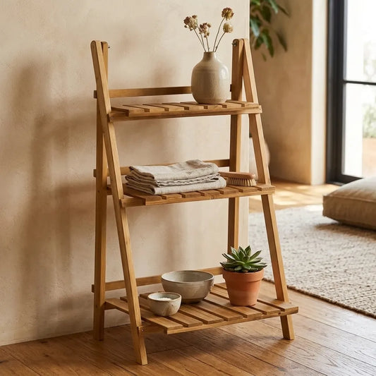 Étagère présentoir pliante en bois 3 niveaux - Le Foldio