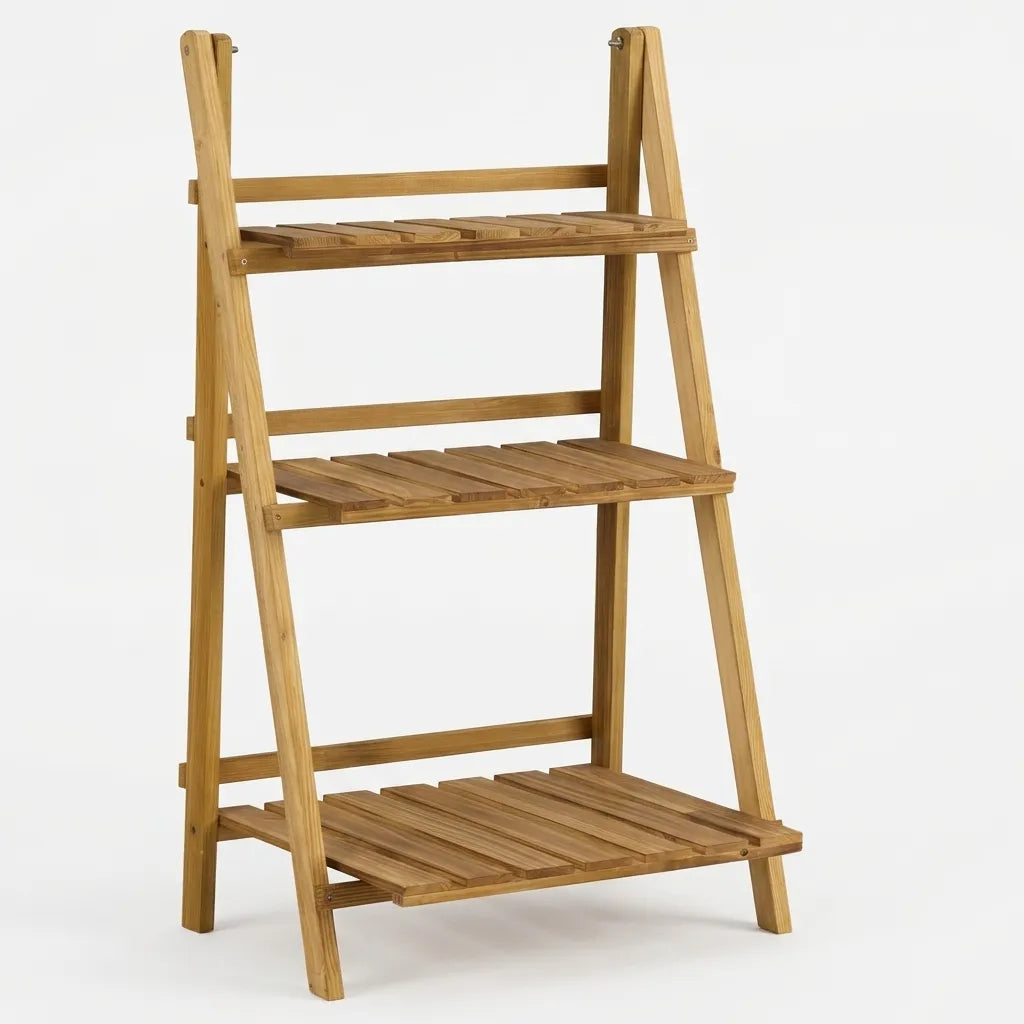Étagère présentoir pliante en bois 3 niveaux - Le Foldio
