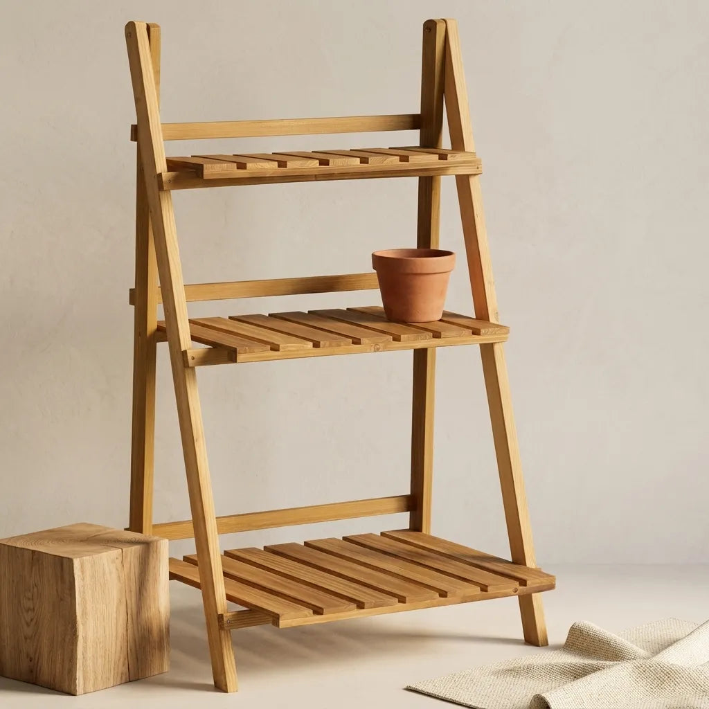 Étagère présentoir pliante en bois 3 niveaux - Le Foldio