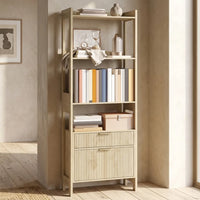 Meuble de rangement avec tiroirs cannelés et étagères en bois - Le Cannelio