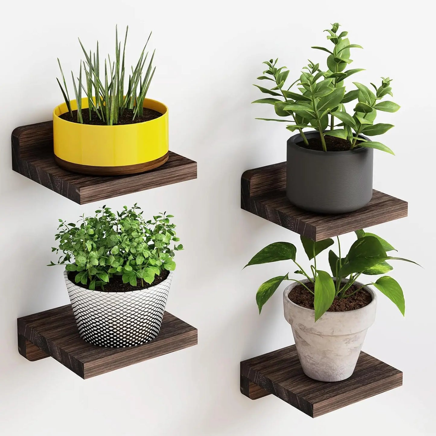 Pack de 4 mini étagères murales flottantes en bois - Le Minio