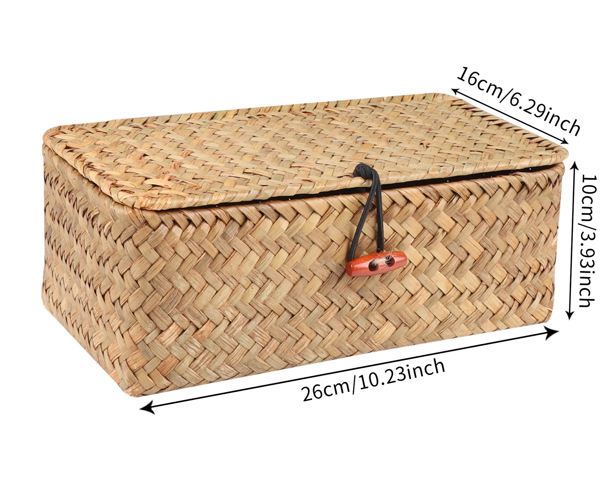 Panier de rangement en jonc de mer tressé avec couvercle - Le Jonquio