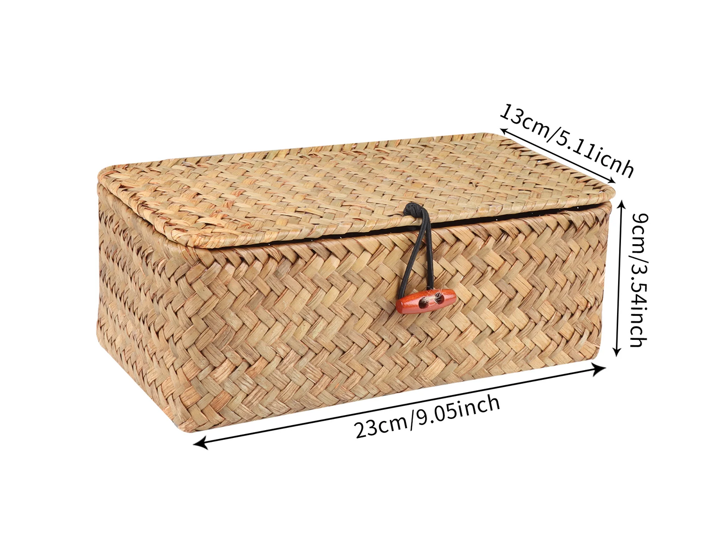 Panier de rangement en jonc de mer tressé avec couvercle - Le Jonquio