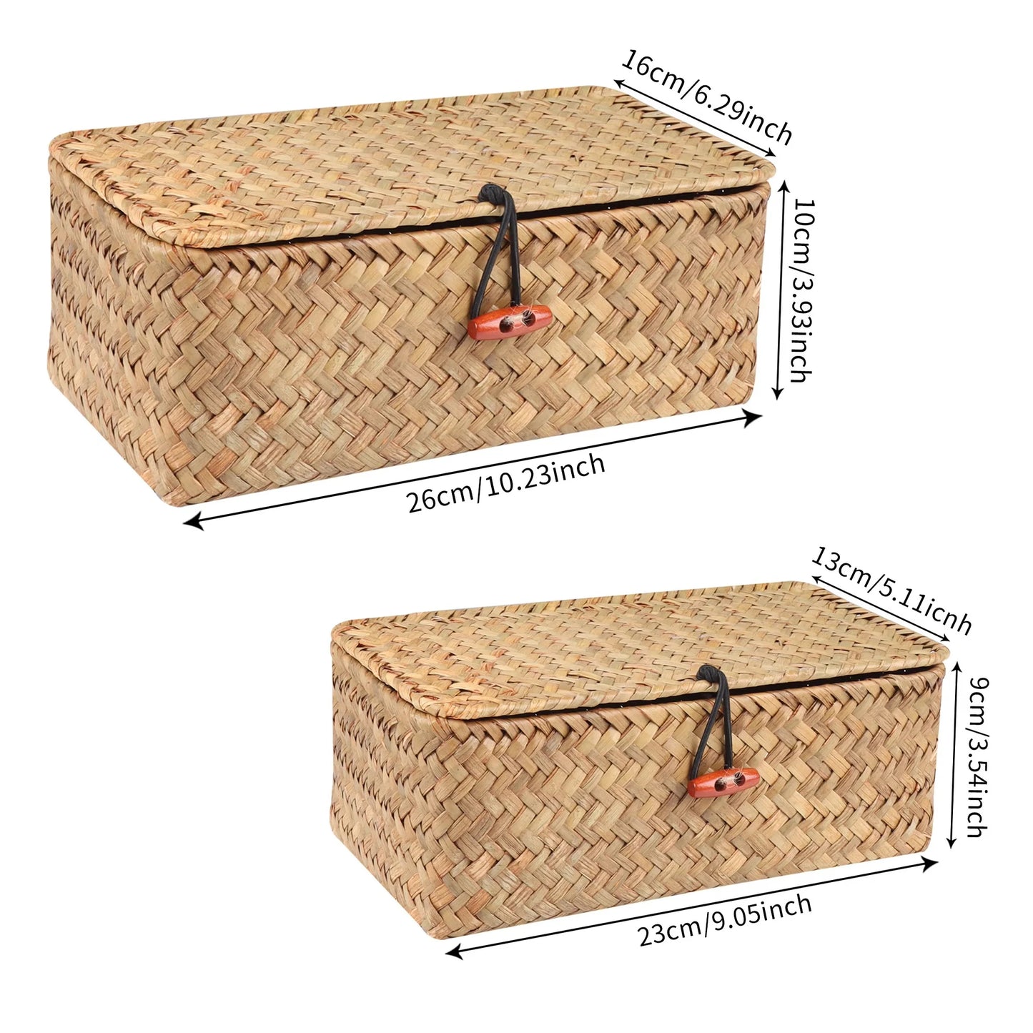 Panier de rangement en jonc de mer tressé avec couvercle - Le Jonquio
