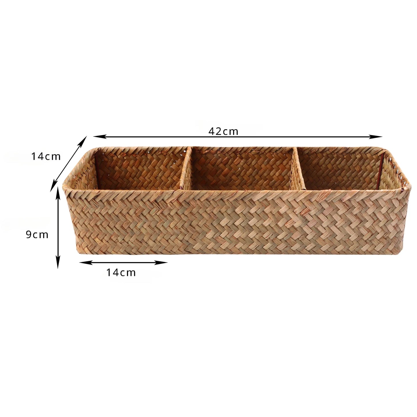 Panier de rangement tressé 3 compartiments en jonc de mer - Le Triorio