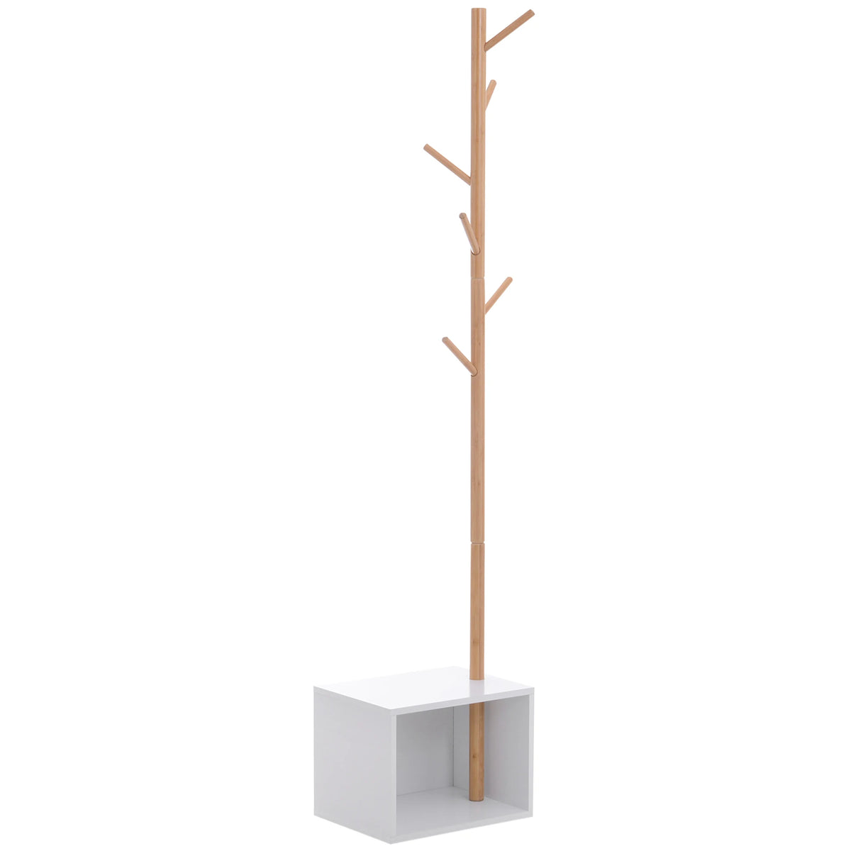 Portant manteau sur pied 2-en-1 avec caisson de rangement intégré - Le Ramio
