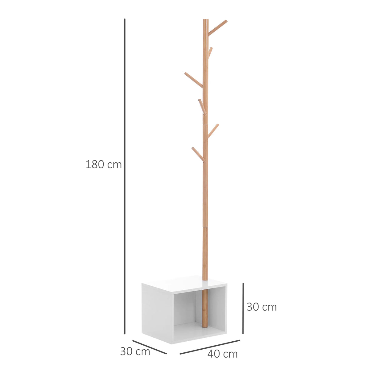 Portant manteau sur pied 2-en-1 avec caisson de rangement intégré - Le Ramio