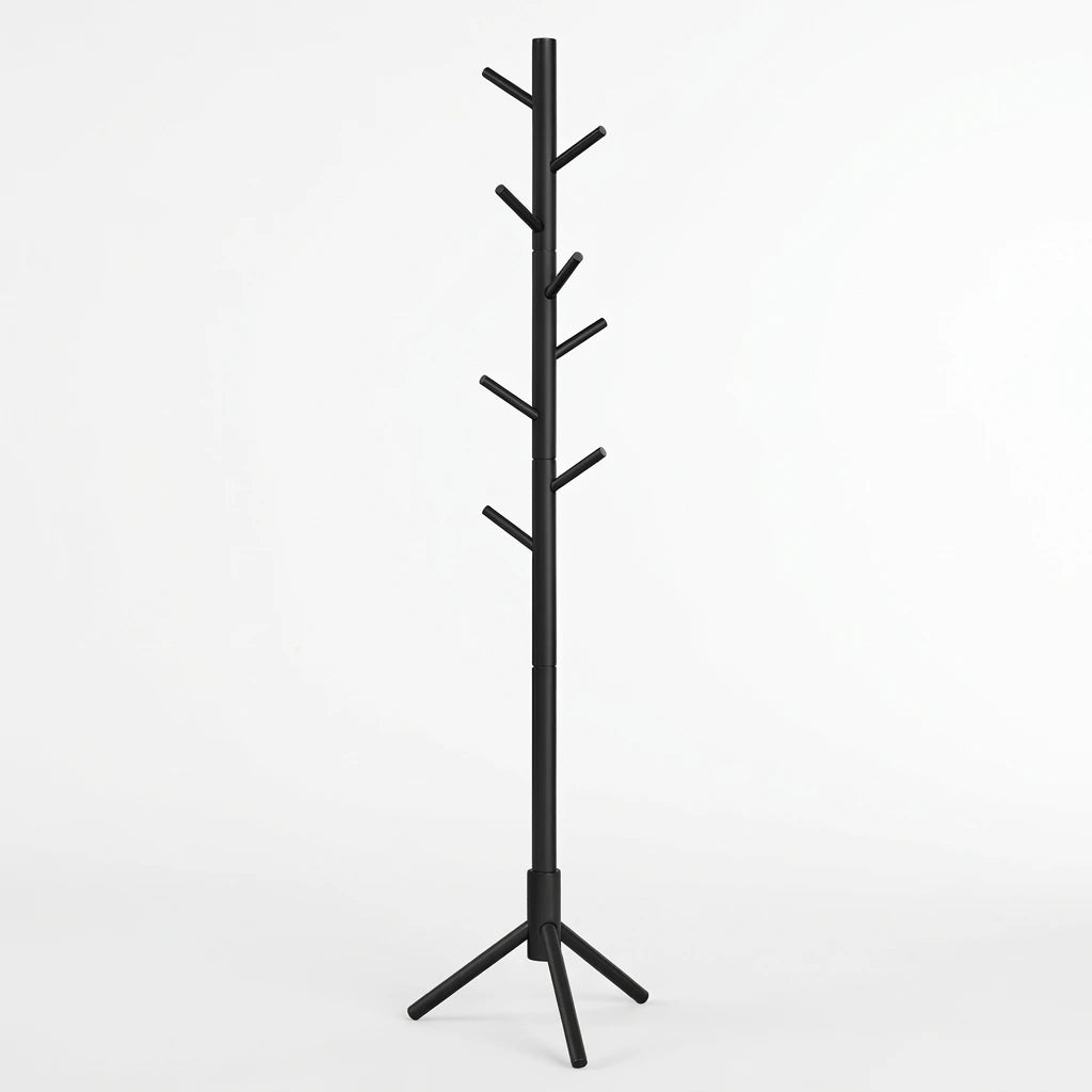 portant manteau sur pied réglable en bois noir
