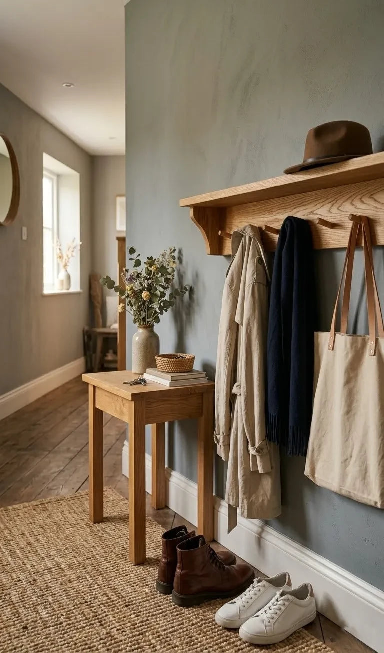 porte manteau en bois dans l'entrée