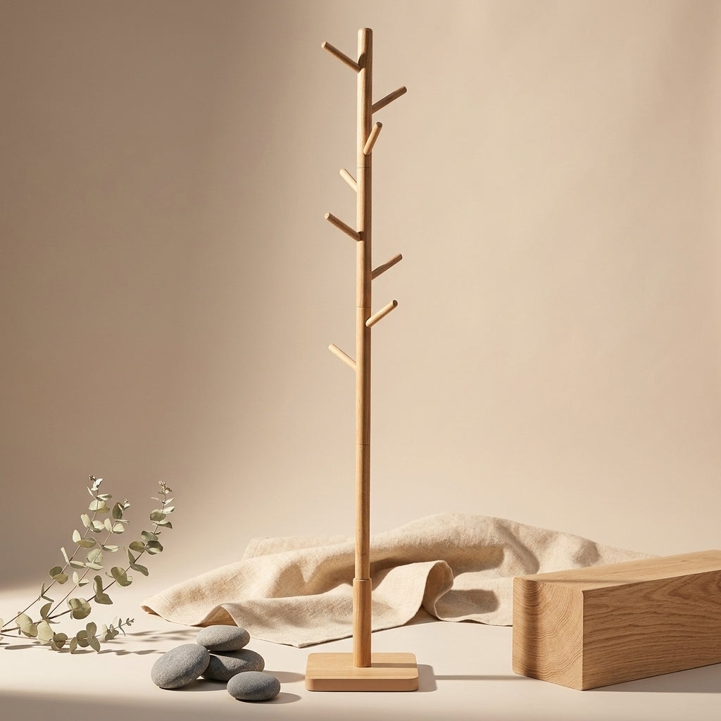 porte manteau cactus style scandinave en bois naturel