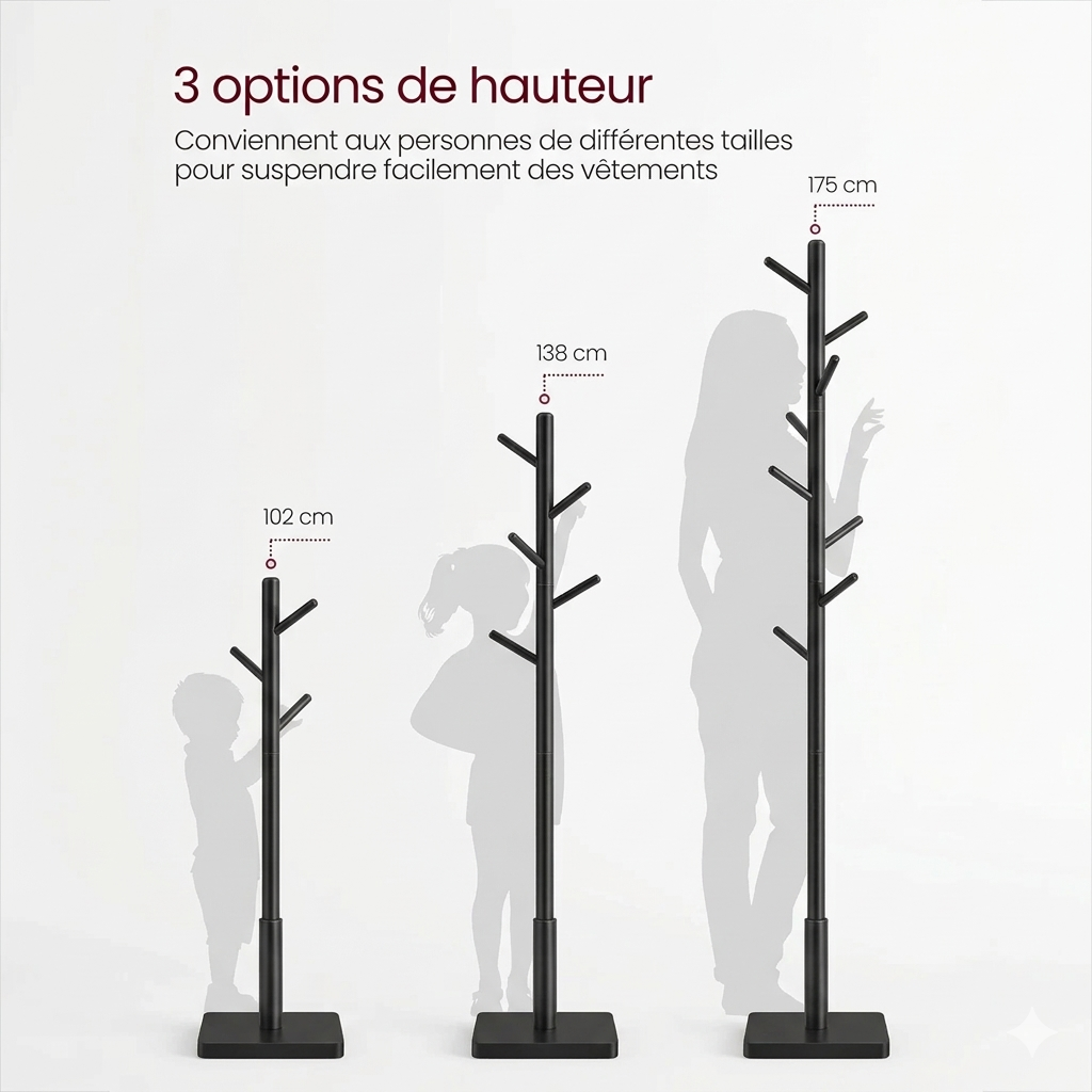 porte manteau cactus style scandinave en bois noir