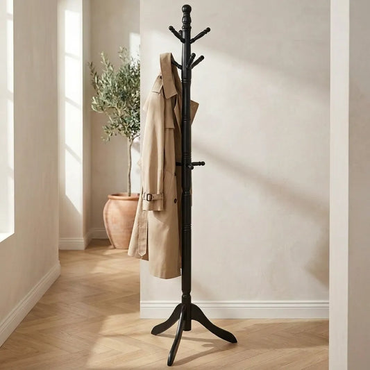Porte-manteau classique en bois massif noir pour l'entrée - Le Elegantio