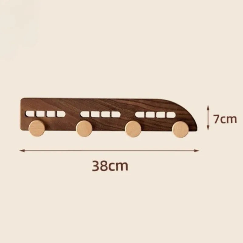 Porte-manteau mural décoratif en bois forme locomotive - Le Trainio
