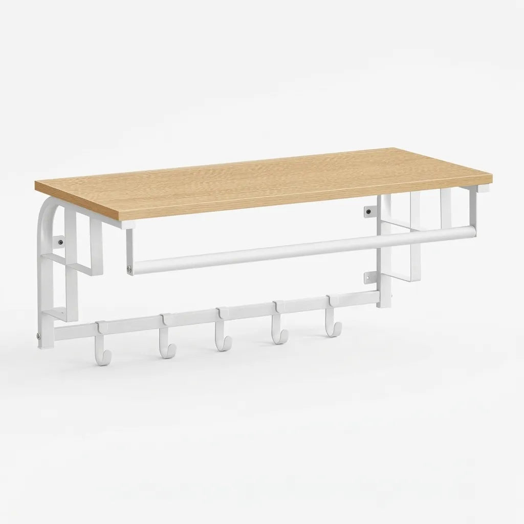 Porte manteau mural moderne en bois blanc - Le Muralo