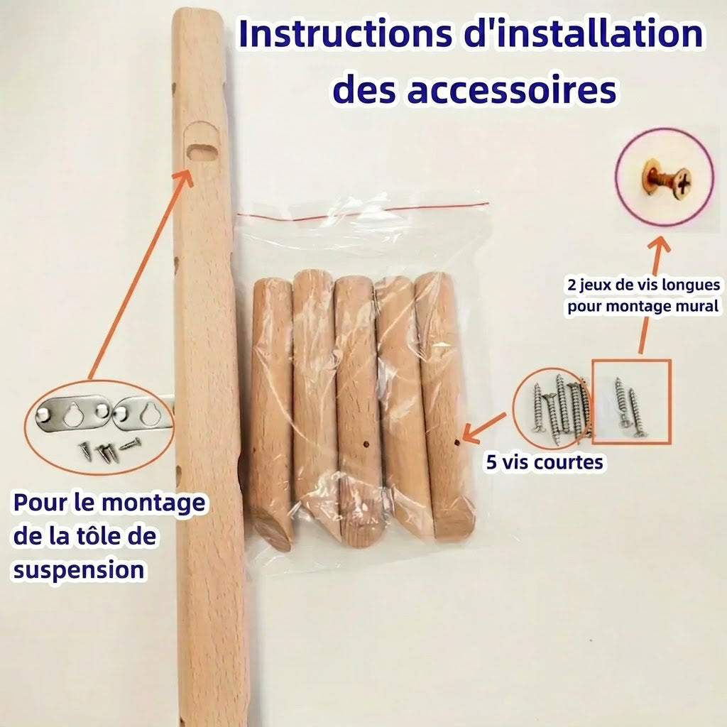 Porte-manteau mural pour couloir en bois de chêne - Le Pencheio