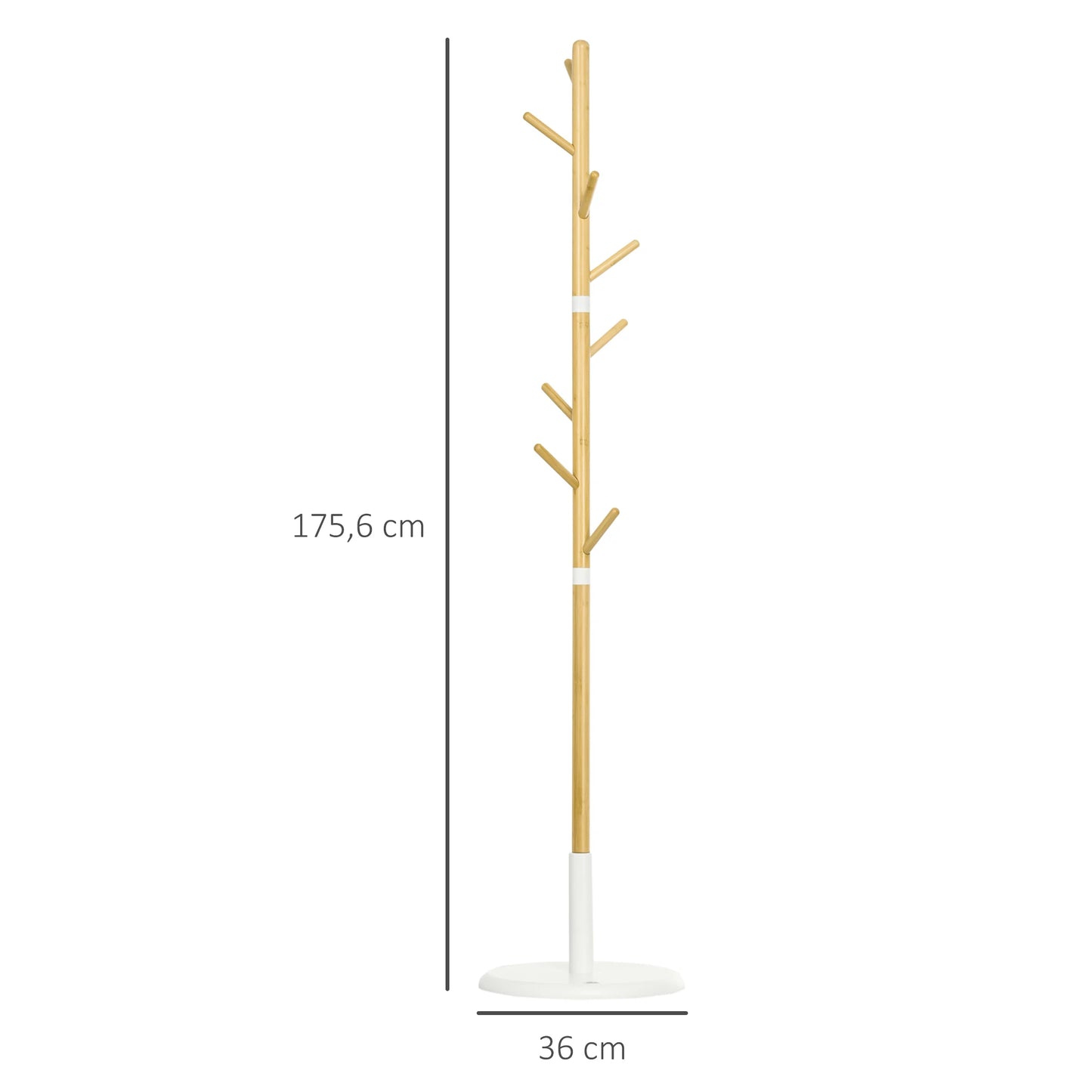Porte-manteau sur pied arbre en bambou et métal blanc - Le Bambreo
