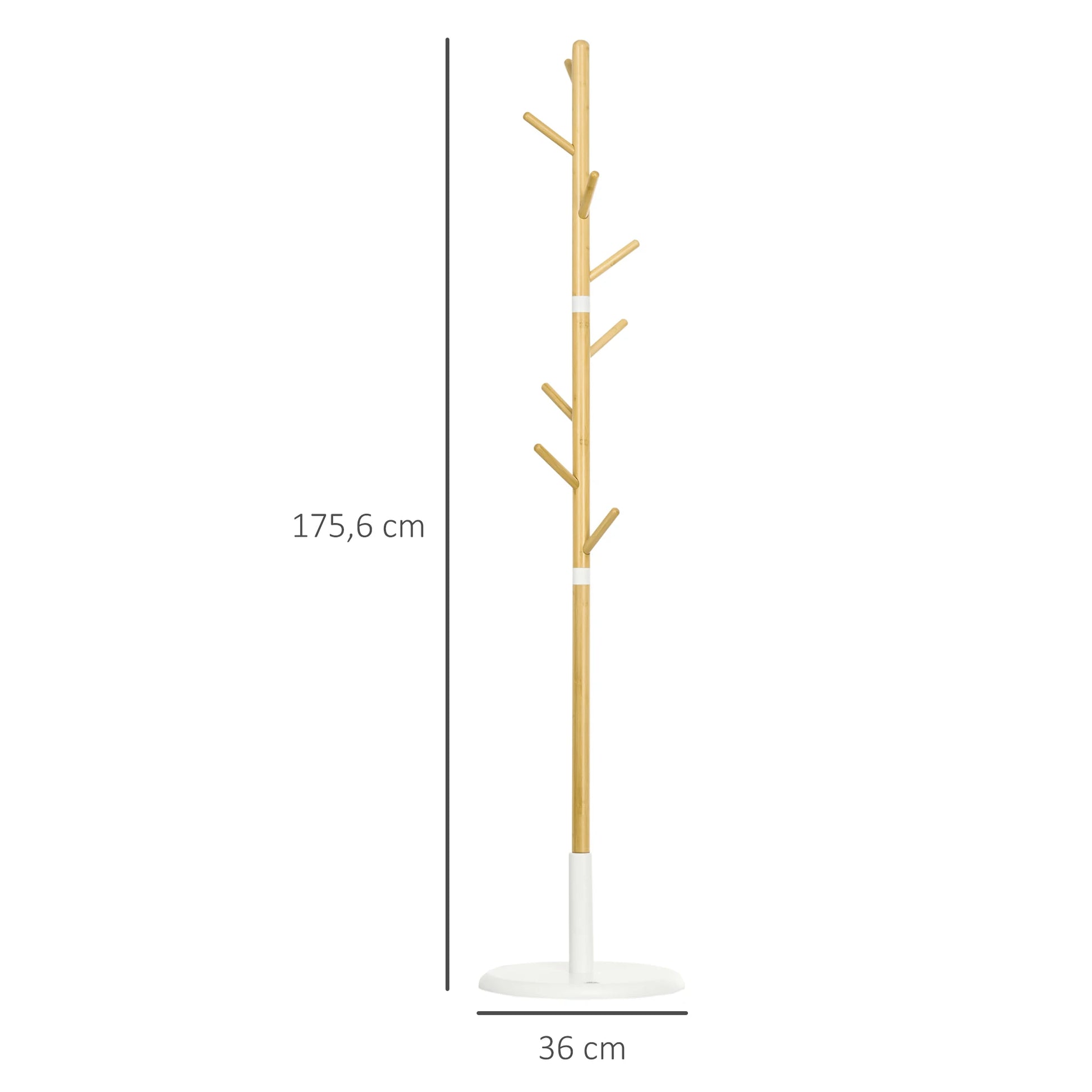 Porte-manteau sur pied arbre en bambou et métal blanc - Le Bambreo