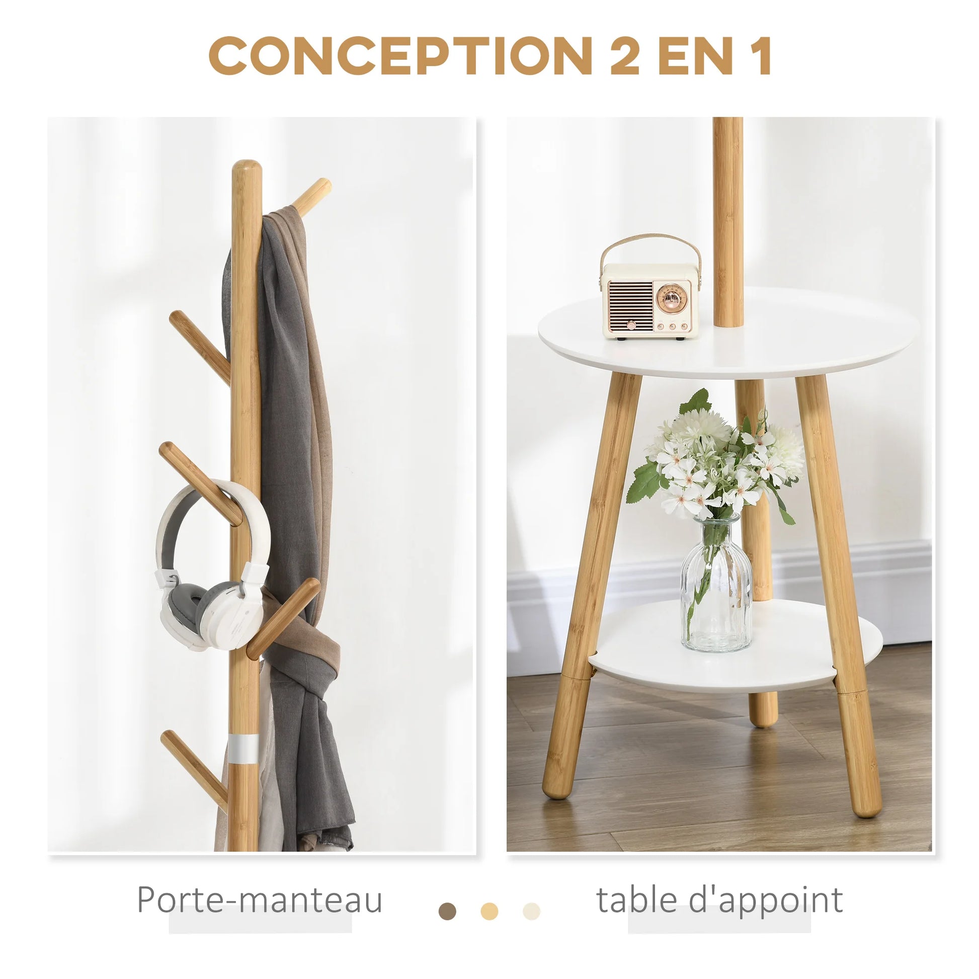 Porte manteau sur pieds design en bois 