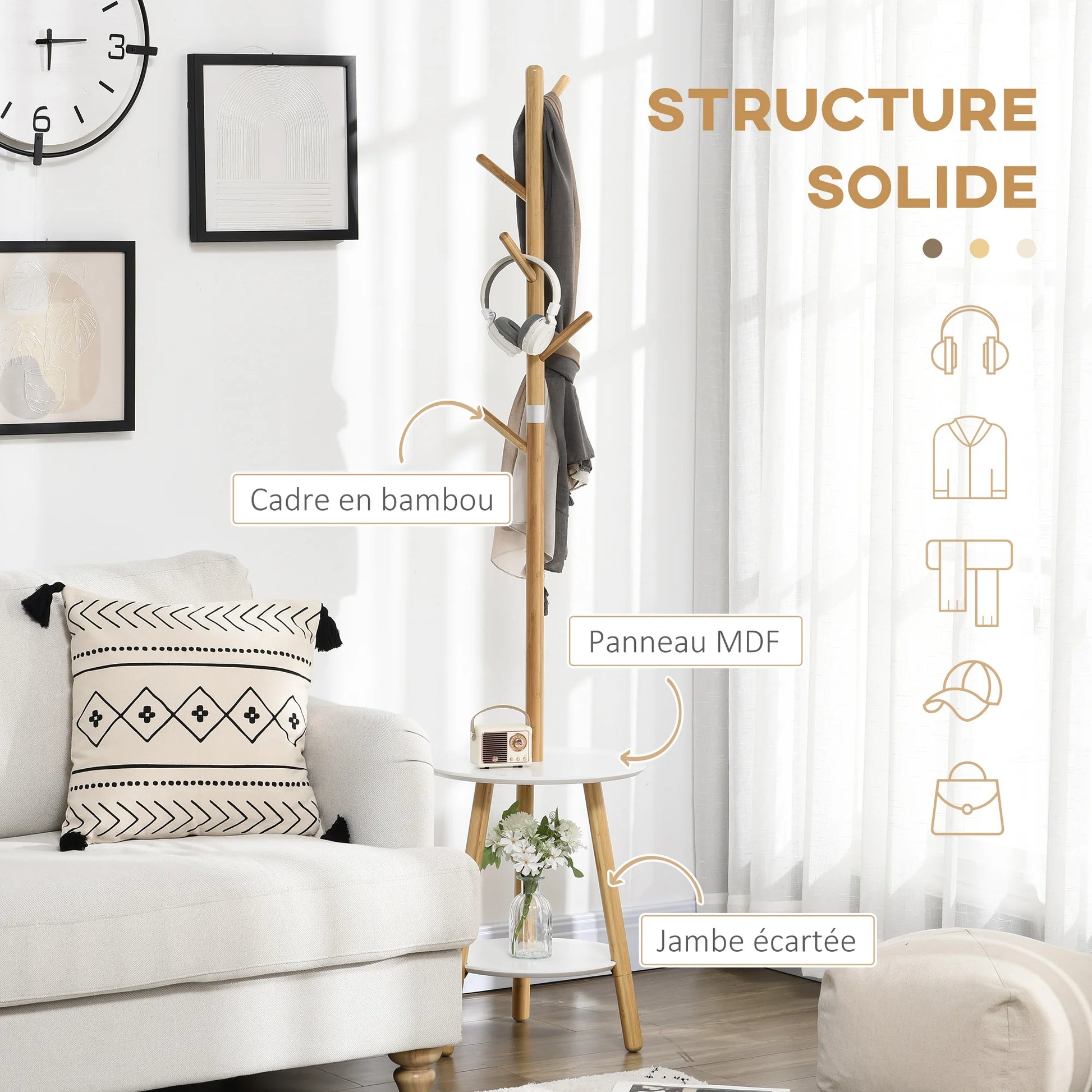 Porte manteau sur pieds design en bois 