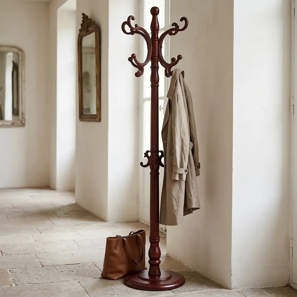 Porte-manteau sur pied perroquet classique en bois - Le Victoreo