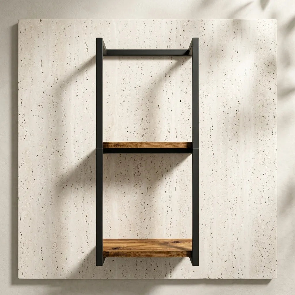 Porte-serviette mural en bois et métal salle de bain 2 niveaux - Le Bathio
