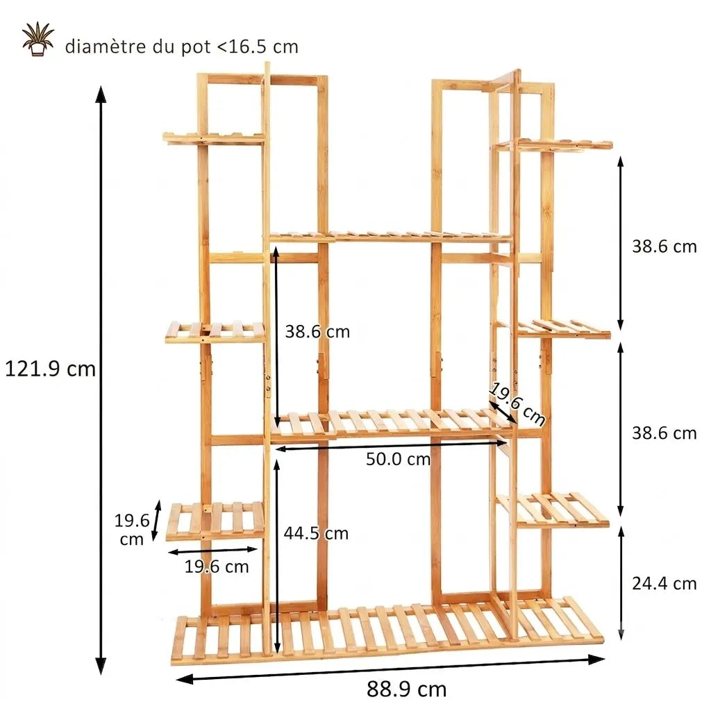 Support de plante en bois 9 niveaux extra large - Le Multio