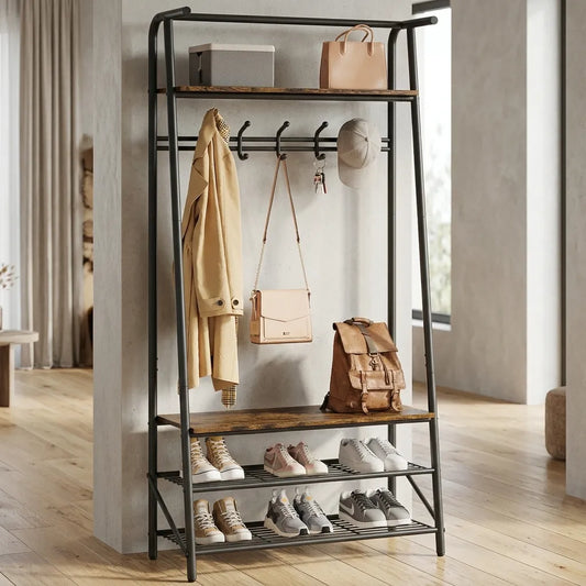Vestiaire à vêtements avec rangement chaussures bois et métal - Le Stazio